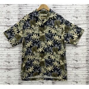 Tommy Bahama Hawaiian Shirt Men's Large Tropical Silk Button Up Short Sleeve